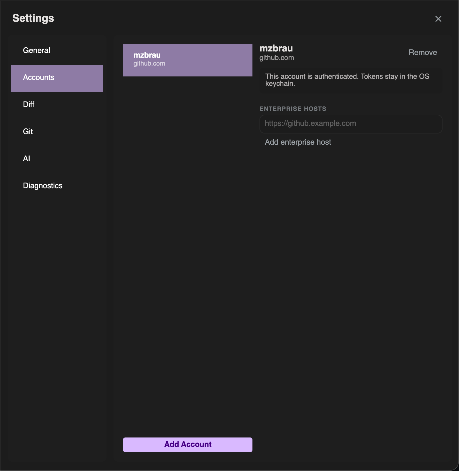 Settings Accounts